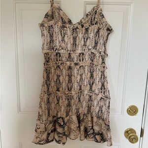 Olivaceous Beige and Black Mini Dress